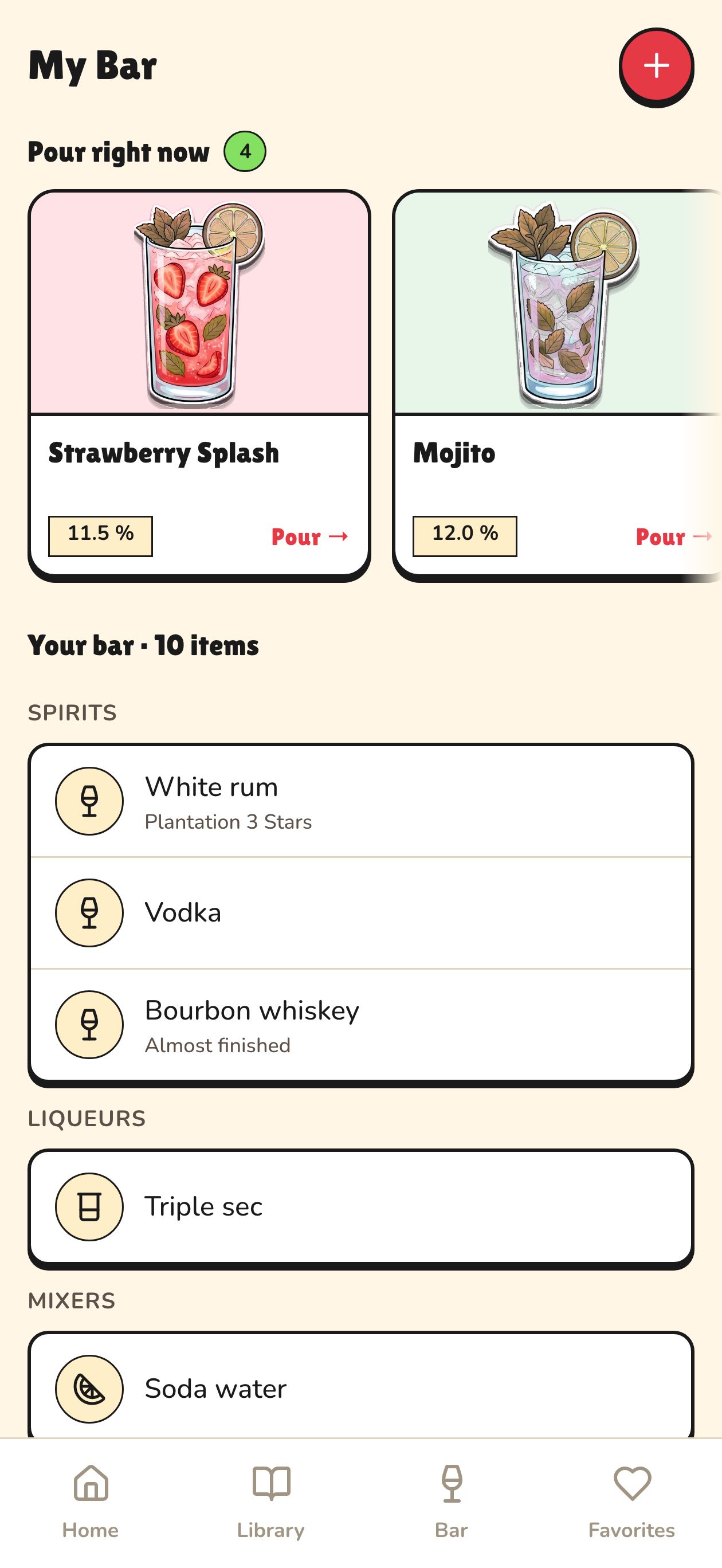 My Bar inventory — what you can pour right now