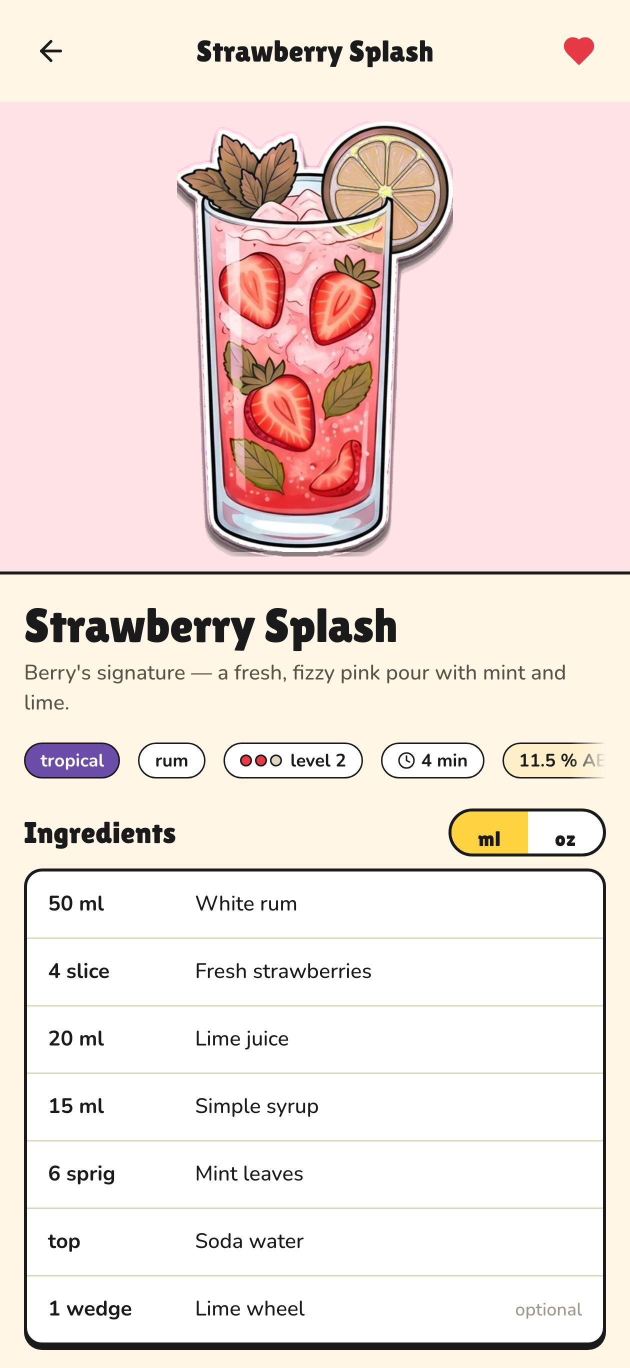 Strawberry Splash recipe detail